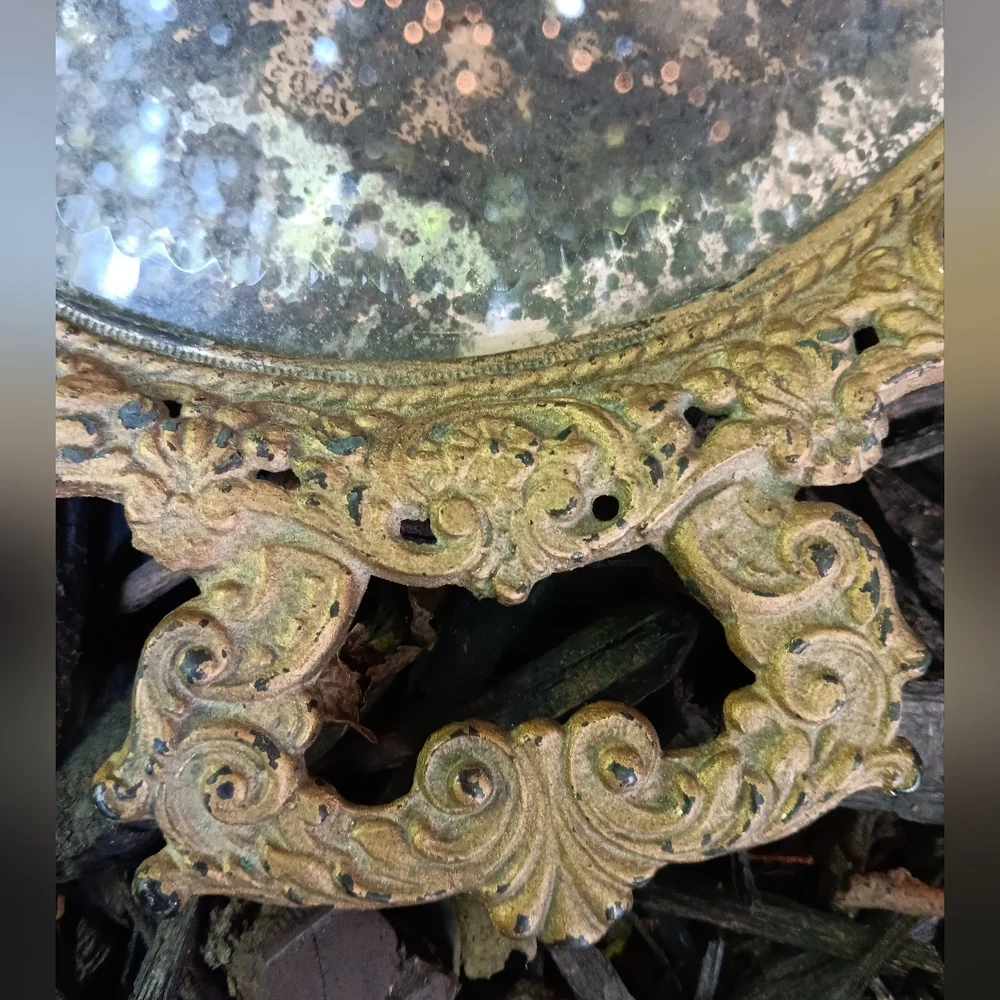 Antique Brass Patinated Vanity Mirror Tray 🪞12